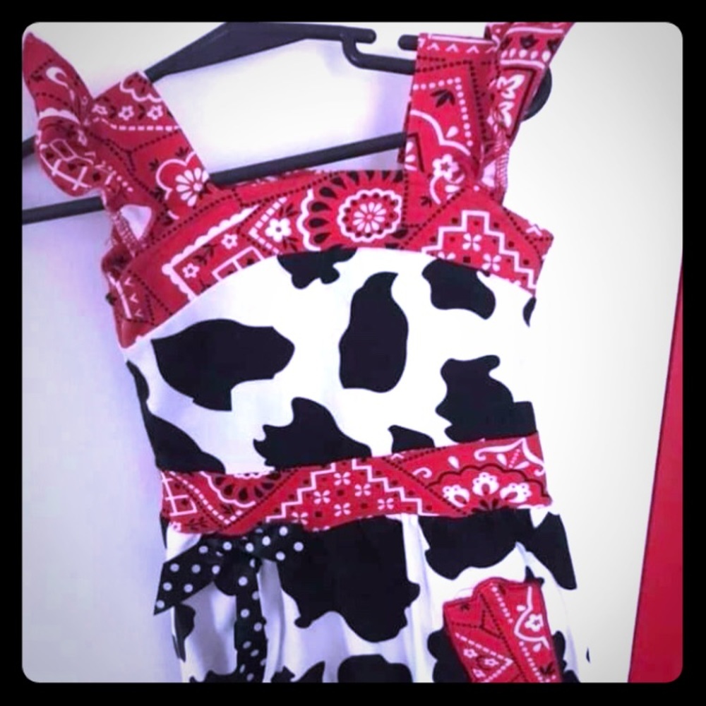 Country girl dress with bandana & cow print